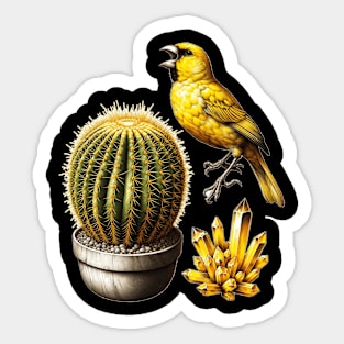 Desert Song: Cactus, Crystal, and Canary Sticker